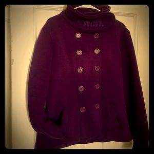 Peacoat style sweatshirt. Thumb holes. Rich color.
